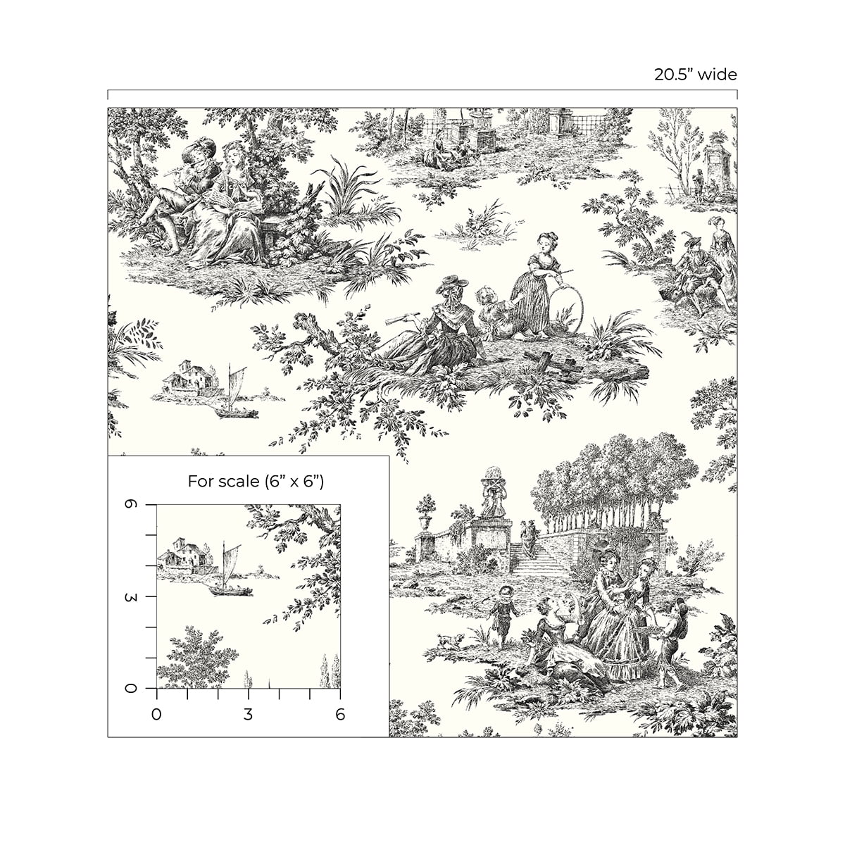 NextWall Inkwell Chateau Toile Peel and Stick Wallpaper