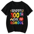 thumbnail image 4 of XAOFW Girl's T-Shirts 100 Days Of School Cartoon Print Short Sleeve Crewneck Tee Shirt Back To School Season Loose Fit T Shirt Holiday Vacation Soft Breathable Top, 4 of 4