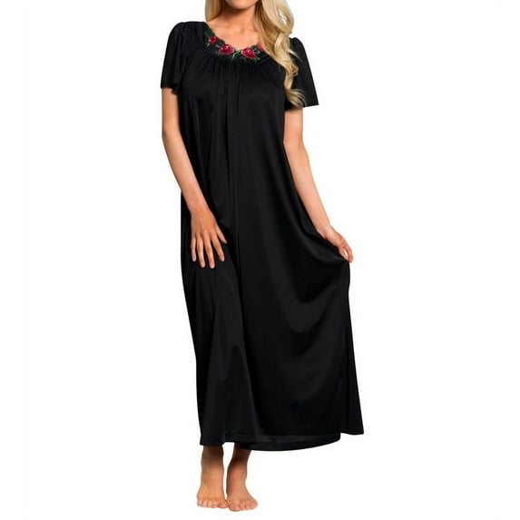 Women's Shadowline 32280 Petals 53 Inch Gown (Black S)