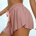 thumbnail image 2 of Pantalones cortos de Yoga con cordón en la cintura, dobladillo con volantes, secado rápido, 2 en 1, pantalones cortos atléticos de doble capa para mujer, para entrenamiento físico, correr, Rosa XXL, 2 of 5