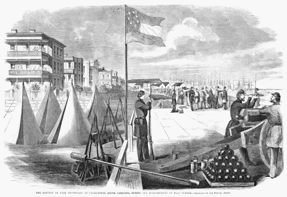 Civil War Fort Sumter 1861 NThe Battery Or Park Promenade At Charleston