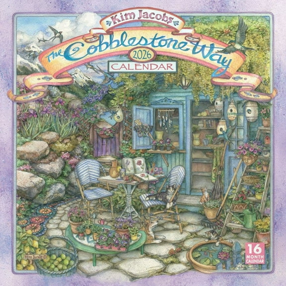 Sellers Publishing, Cobblestone Way by Kim Jacobs 2026 Wall Calendar, 12'' X 12'', 16-Month Calendar with Stapled Binding