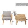 thumbnail image 4 of Duhome Mid Century Modern Rattan Accent Chair Fabric Armchair with Wood Frame Small Reading Chair Single Sofa for Living Room Bedroom, Gray, 4 of 7