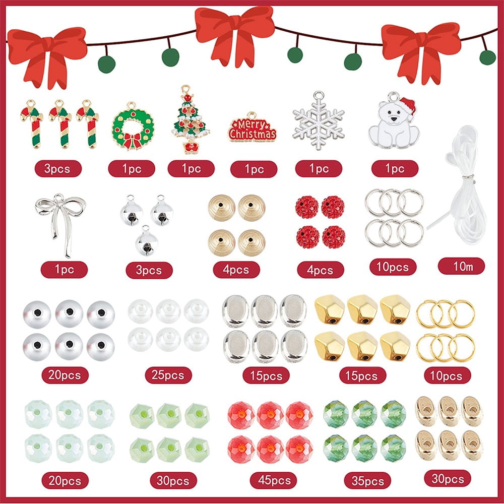 DIY Christmas Bracelet Making Kit Including Rondelle Oval Strawberry CCB Plastic Polymer Clay Rhinestone Glass BeadsMixed Color 275Pcs/box