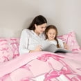 thumbnail image 5 of Manfei Pink Coquette Bow 7pcs Bedding Comforter Set For Girl,Cartoon Letter C Monogrammed Queen Bedding Sets,Pink Reversible, 5 of 7