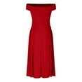 thumbnail image 3 of Efsteb Cocktail Dresses for Women Off Shoulder Pleated A Line Swing Midi Dress Elegant Formal Wedding Guest Evening Party Gown （Red，M）, 3 of 4