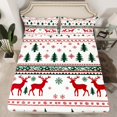 thumbnail image 2 of Manfei Christmas Reindeer Bed Sheets,Xmas Tree Snowflake King Sheets,Green Red White Sheet Set For Girl Kids,Luxury Bedroom Decor,4-Piece, 2 of 7