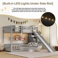thumbnail image 6 of Bellemave Twin Over Twin Bunk Bed with Slide and Storage Staircase, Solid Wooden Floor Bunk Beds with LED Lights, Guardrails and Door, Maximize Space（Gray), 6 of 9
