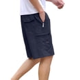 thumbnail image 4 of Men's Cotton Cargo Shorts, Elastic Drawstring Waist with Multi-Pockets, Casual Everyday Shorts for Men Athletic Casual Shorts Dark Blue 3XL, 4 of 8