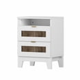 thumbnail image 5 of Mesa lateral de madera de granja de 2 cajones con decoración de pegatinas de tira de madera y mango de metal, 5 of 5