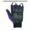 thumbnail image 6 of Women Ladies Wheelchair User Gloves Mobility Disability Fingerless Long Thumb Leather Palm Wheelchair Gloves Purple-XS, 6 of 6