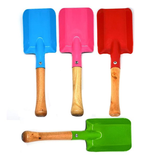 Juego de pala de 4 piezas, paleta de herramientas de jardinería segura de metal con mango de madera maciza