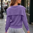 thumbnail image 6 of hoksml Women's Sailor Collar Ribbed Knit Sweater, Long Sleeve Slim Casual Pullover, 6 of 7