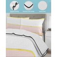thumbnail image 4 of Quilts Queen Size Bedding Set, Modern Pink Gold Lightweight Quilted Comforter, Minimalist Geometric Yellow Striped Soft Reversible Bedspread Coverlet with Pillow Covers for All Season, 90" x 96", 4 of 7