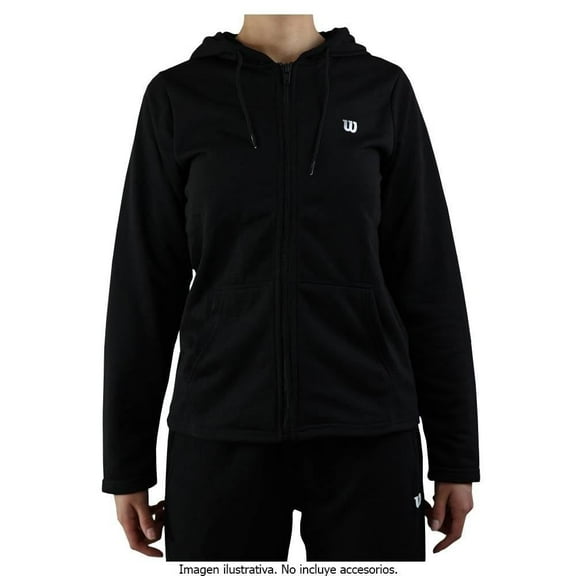 Sudadera Wilson Talla M Deportiva con Cierre y Capucha de French Terry Negra