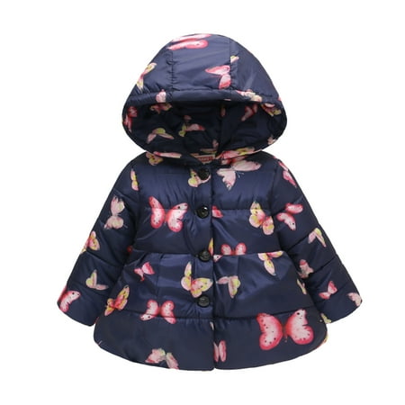 

ZHUASHUM Kids Coat Winter Jacket Girls Hooded Prints Toddler Outwear Windproof Beautiful Warm Thick Girls Coat Jacket