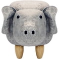 thumbnail image 3 of Critter Sitters 15-In. Seat Height Light Gray Pig Animal Shape Storage Ottoman - Furniture for Nursery, Bedroom, Playroom, and Living Room Decor, 3 of 21
