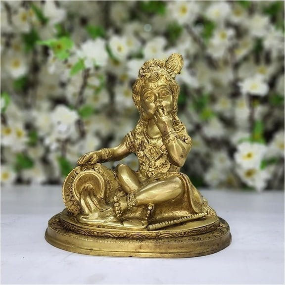 Brass Baby Krishna Statue Laddu Gopal Statue Bal Krishna Idol Hindu God Statue Small Krishna Figurine Hindu God Statue Handcrafted Krishna Sculpture Temple Decor Bal Gopal Statue - AtoZ India Cart