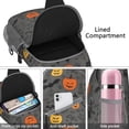 thumbnail image 4 of Sling Backpack,Gray Halloween Pumpkins Bats and Faces Sling Bag with Water Bottle Holder,Waterproof Sling Bag for Men/Women with Headphone Jack for Hiking,Travel, 4 of 6