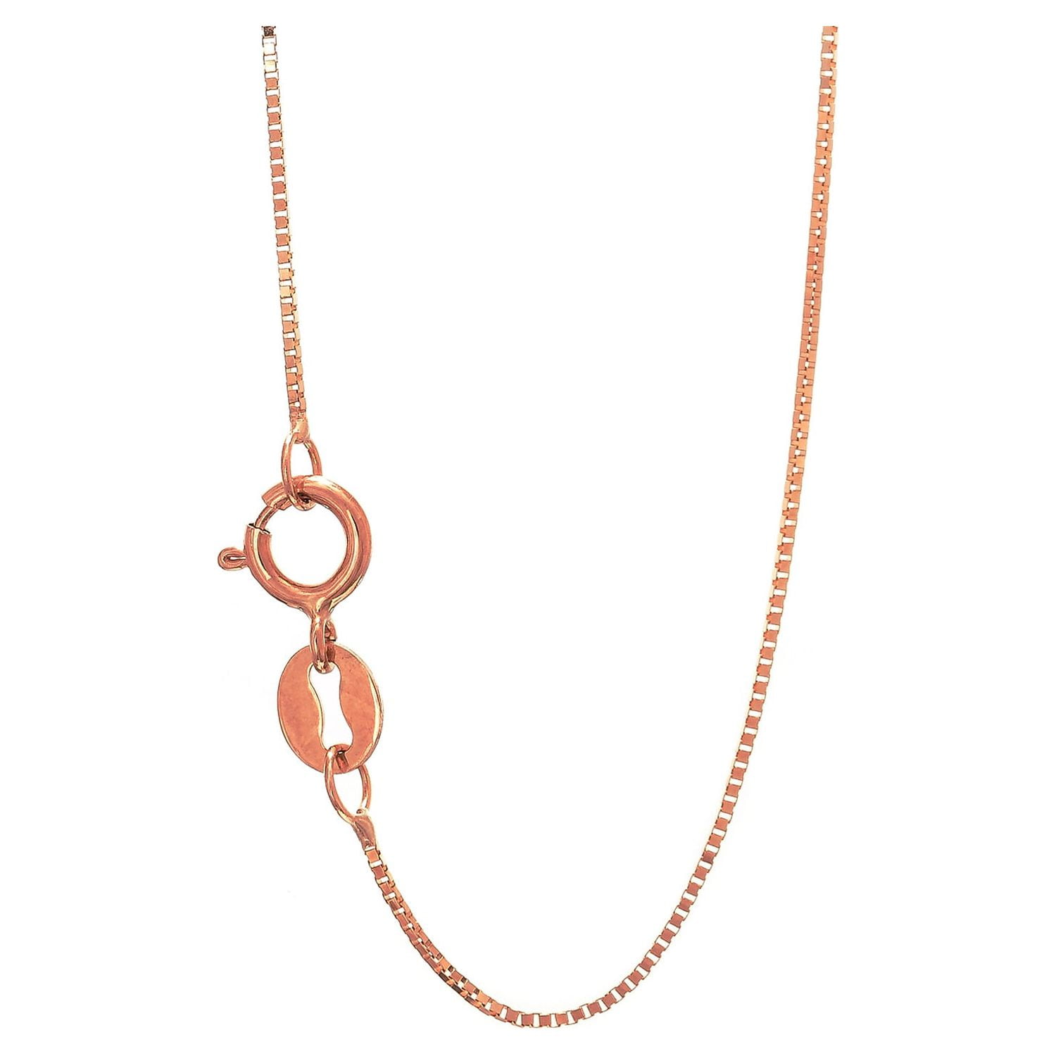 JewelStop 10k Rose Gold 0.45mm Shiny Box Chain Necklace with Spring Ring Clasp- 16" 18" 20"