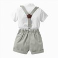 thumbnail image 4 of KPOPLK Toddler Boy Gentleman Suit Baby Boy Formal Outfit Set with Cotton Shirt Bow Tie Suspenders Shorts for Wedding Birthday Party Size 5-6 Years, 4 of 7