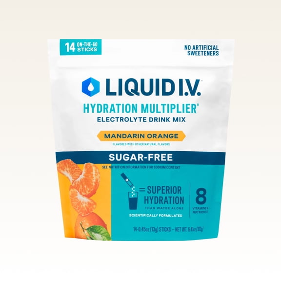 Liquid I.V.® Mandarin Orange Hydration Multiplier® Sugar-Free Powdered Electrolyte Drink Mix, 14 Count Packets