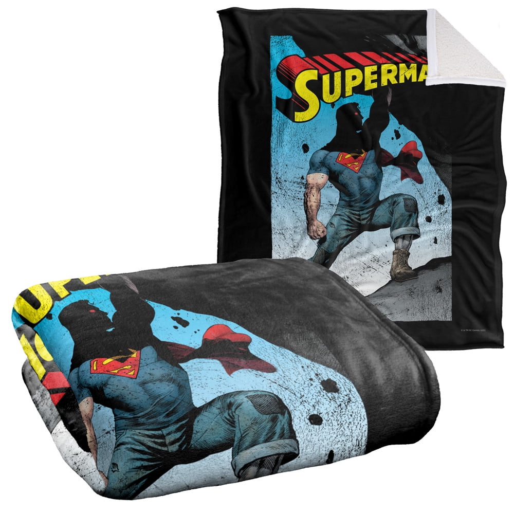 Superman Blanket, 50"x60", Alternate Silky Touch Sherpa Back Super Soft Throw Blanket