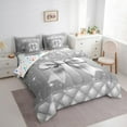 thumbnail image 3 of Castle Fairy Cartoon Ribbon Bow Twin Bedding Sets 7-Piece for Kids Children Teens,Bling Grey Glitter Bedding Comforter Set Microfiber,Geometric Plaid Breathable Sheet Sets,Ultra Soft Home Decor, 3 of 8