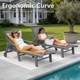 thumbnail image 6 of FOOWIN Textilene Patio Chaise Lounge Chair Set of 2, 5 Positions Adjustable Backrest Outdoor Lounge Chair with Wheels & Cup Holder, Grey, 6 of 10
