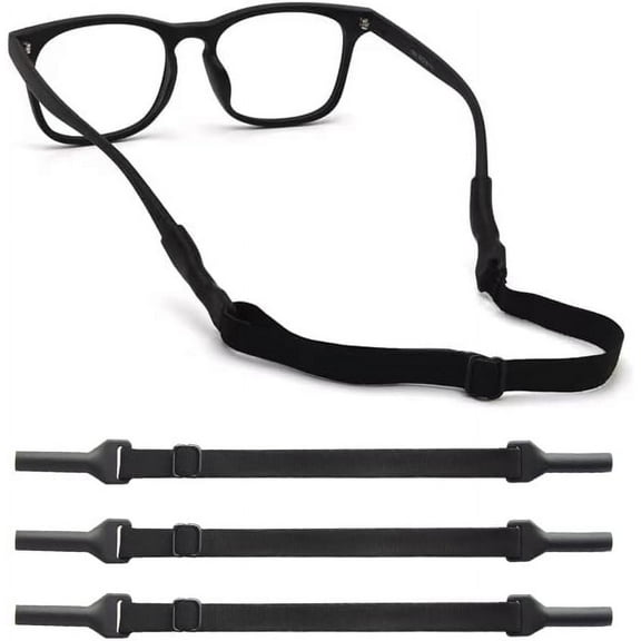 6 PCS Glasses Strap, Adjustable Glasses Cord Anti-Slip Kids Glasses Strap Glasses Lanyard Glasses Neck Strap for Sunglasses Sport Men Women(Black)