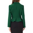 thumbnail image 3 of INSPIRE CHIC Work Short Blazer for Women's Back to School Teacher Outfit Lapel Collar Long Sleeve Ruffle Casual Office Jacket XL Dark Green, 3 of 6
