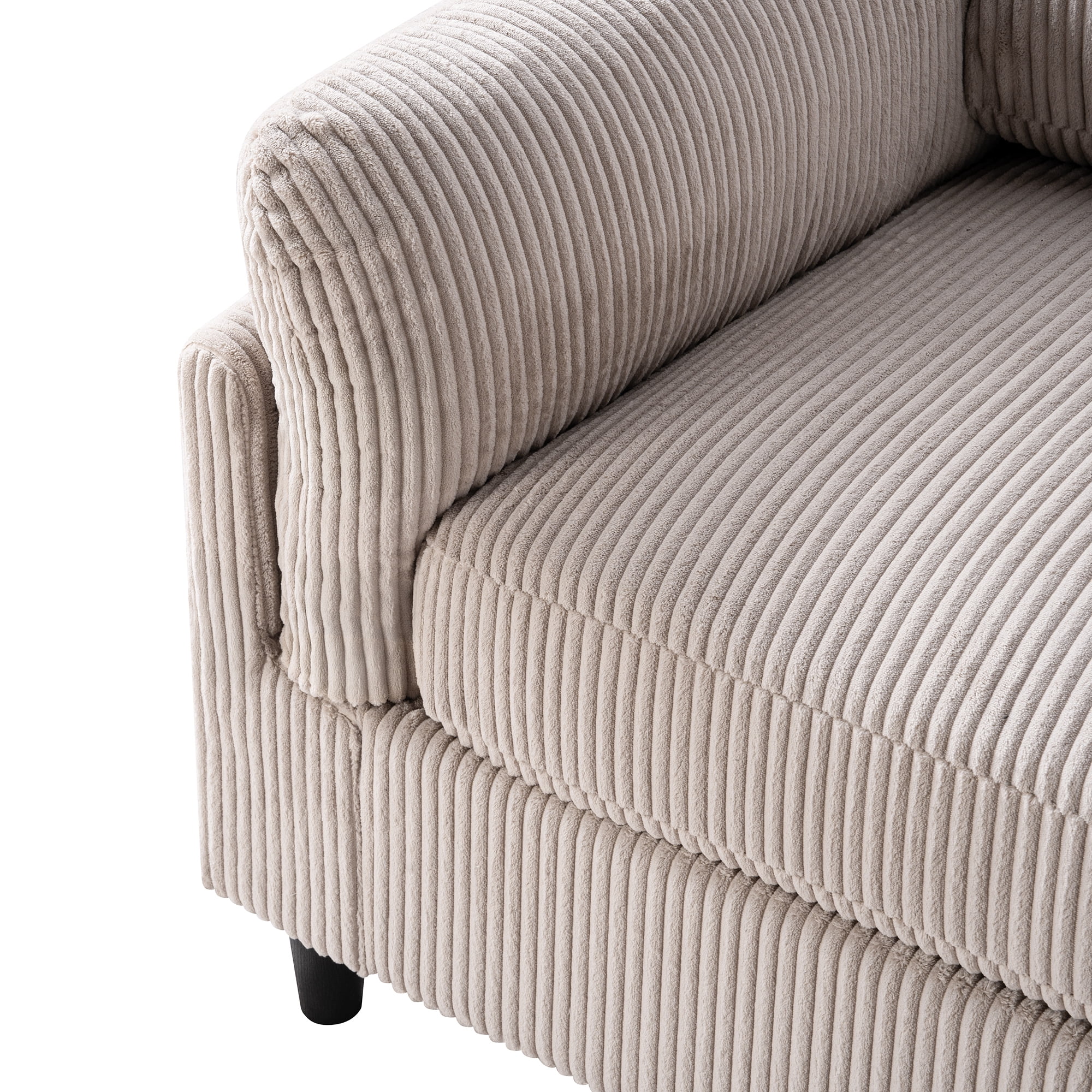 Aukfa 83" Pillow Top Arm Sofa 3 Seat Deep Seat Upholstered Couch for Living Room Bedroom, Corduroy, Camel