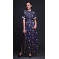 thumbnail image 3 of Bimba Rayon Leaves & Clematis Floral Ladies Long Gown Boho Beach Cocktail Party Maxi SlitÂ&nbsp;Dress-Small, 3 of 6