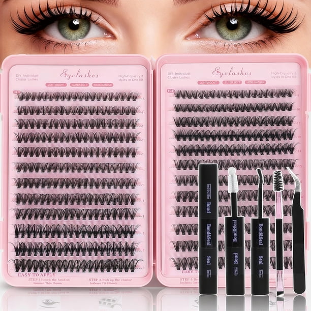 Kit de racimos de pestañas WIGICD D Curl Fluffy Wispy 9-16 mm