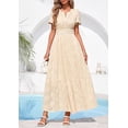 thumbnail image 2 of PRETTYGARDEN Womens Boho Maxi Dress Floral Summer Spring Short Sleeve V Neck A Line Embroidered Beach Vacation Dresses, 2 of 8