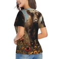 thumbnail image 3 of Xecao Grassland Sunflower Cow for Women's V-Neck T-Shirts-Elegant Half-Sleeve Tops Perfect for Summer-Large, 3 of 5