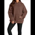 thumbnail image 3 of Sudadera Informal de Larga con Capucha para Mujer, Jersey de y Otoño con Bolsillos. Color Café S, 3 of 9