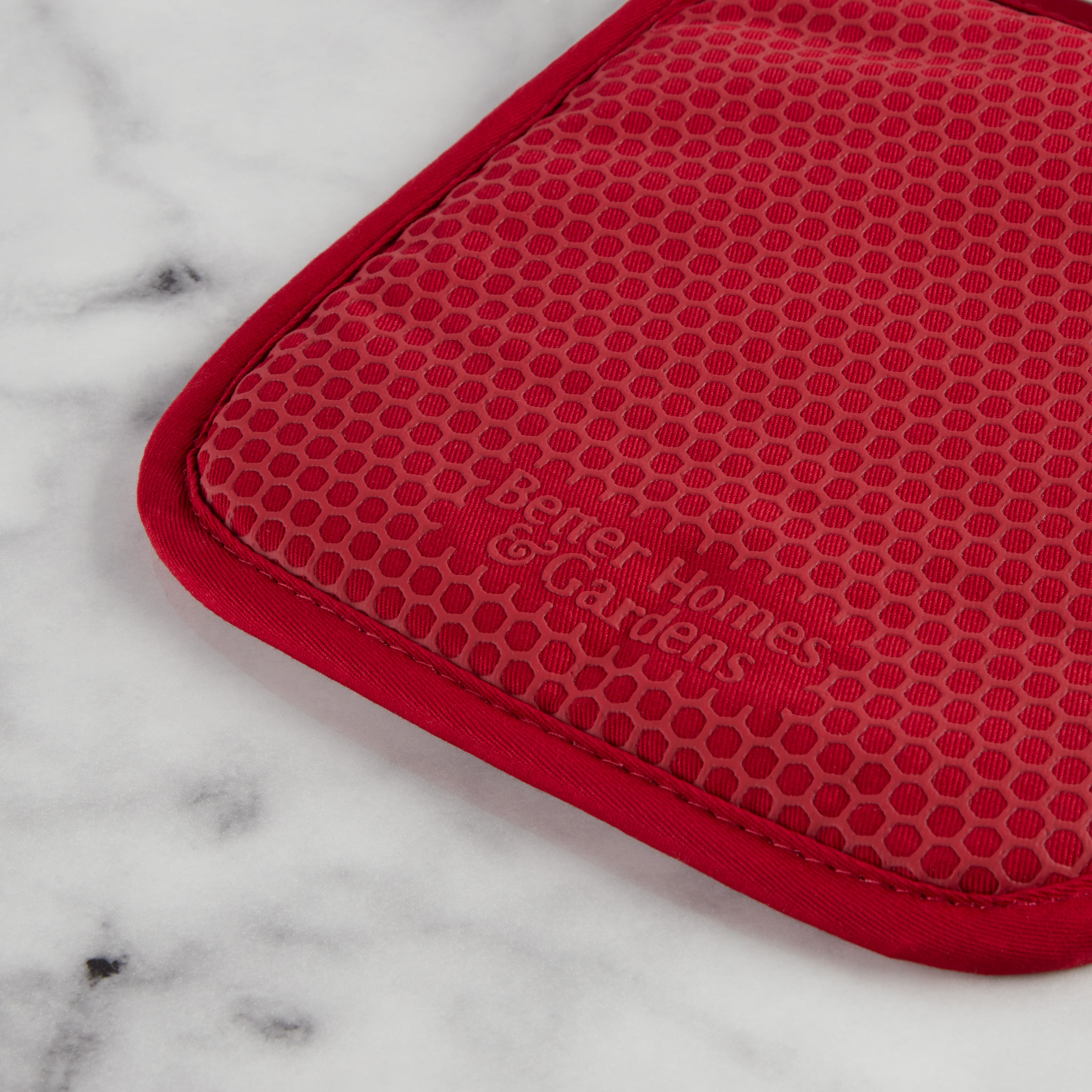 Better Homes & Gardens Honeycomb Silicone and Cotton Oven Mitt, Pot Holder, Mini Mitt Set, Rusty Brick, 4 Pieces