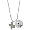 thumbnail image 1 of Delight Jewelry Stainless Steel Custom Engraved Texas - Silvertone Script Initial Disc - & - Charm Necklace, 20"+3", 1 of 4