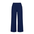 thumbnail image 4 of BUWTTER Womens Pants Casual Blend High Waist Wide Leg Cropped Trousers Loose Comfortable Fashionable Womens Slacks for Work Navy L, 4 of 5