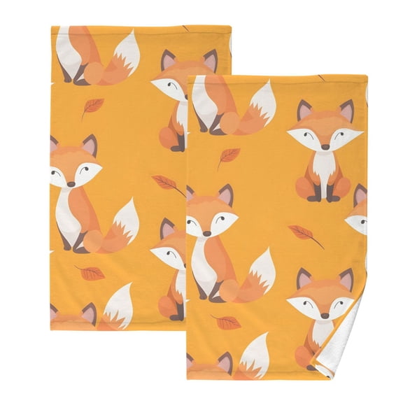 Ryvnso Cute Fox Cotton Hand Towels Sets Face Towel 2 PCs Bathroom Decorative