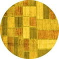 thumbnail image 1 of Ahgly Company Machine Washable Indoor Round Patchwork Yellow Transitional Area Rugs, 5' Round, 1 of 4