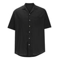 thumbnail image 5 of SDNall Casual Shirt for Men Man'S Summer British Short Sleeved Cardigan Fashion Turn-Down Collar Loose Solid Color Shirt Jacket Mens Casual Button Down Shirts (Black,Sizes:M-3XL), 5 of 9
