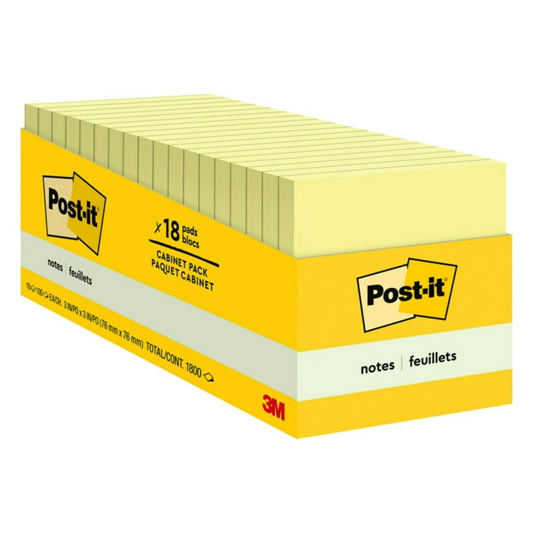 Post-it Notes, 3x3 in, 4 Pads, Canary Yellow, Clean Removal, Recyclable in  2023