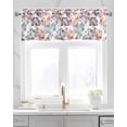 thumbnail image 2 of Red Green Brown Flowers Linen Curtain Valance for Bedroom/Bathroom/Kitchen/Office/Living/Dining Room Window,Watercolor Spring Floral Botanical Rod Pocket Topper Decorative Cafe Drapes Panel 60"x18", 2 of 6
