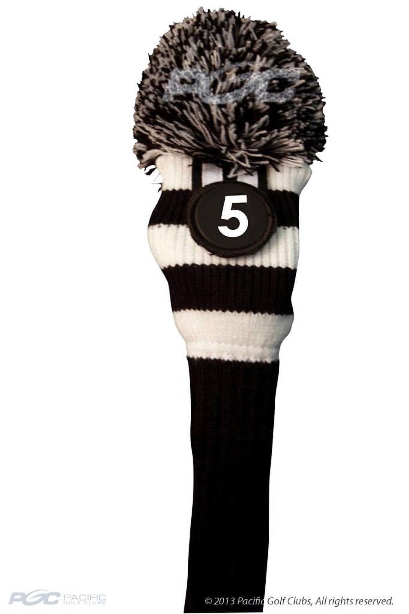 Majek #3, 4, 5, 6, & 7 Hybrid Combo Pack Rescue Utility Black & White Golf Headcover Knit Pom Pom Retro Classic Vintage Head Cover