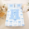 thumbnail image 5 of Manfei Aesthetic Blue Bow Full Size Sheets For Kids,Letter H Monogram Letter Bed Sheets,4pcs, 5 of 6