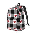 thumbnail image 2 of Balery Heart Black Buffalo Plaid Gingham Vintage Canvas Backpack for Men and Women - Large Capacity, Durable Travel Laptop Bag for School, Work, Hiking, and Outdoor Activities, 2 of 7