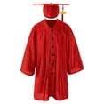 thumbnail image 3 of WENXIAOO Ensemble Toge et Mortier pour Tout-Petits et Enfants de Fin d'École Primaire pour Tout-Petit, Toge et Mortier à Boutons Rouges avec Pompon, 3 of 7