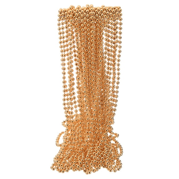 Uxcell 24 Pcs Mardi Gras Beads Necklaces, 6mm 33" Carnival Beaded Necklaces, Round Bulk Party Beads Necklace Costume Supplies for Christmas Event Party Favors Decorations, Rose Gold